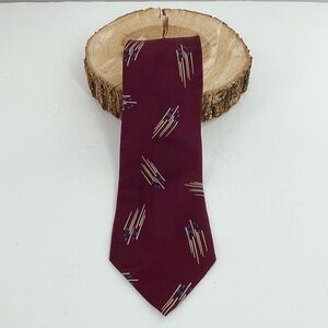 Giorgio Armani Men’s Silk Designer Tie Crimson with Geometric Design